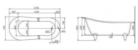 Акриловая ванна BelBagno BB06-1700