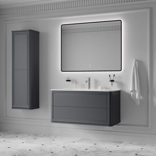 Тумба с умывальником, подвесная, 100 см, темно-серый, Oxford Neo, IDDIS, (OXN10D0i95K)