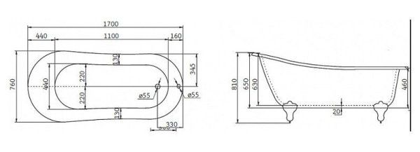 Акриловая ванна BelBagno BB06-1700