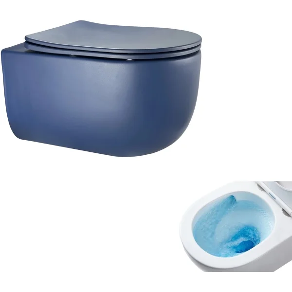 Унитаз подвесной GID Tr2133TF-BUM безободковый, торнадо, с сиденьем микролифт, синий матовый