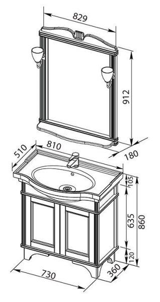 Тумба для комплекта Aquanet Николь 80 орех