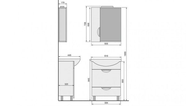 Мебель для ванной Velvex Belvento Quadro 60 белая