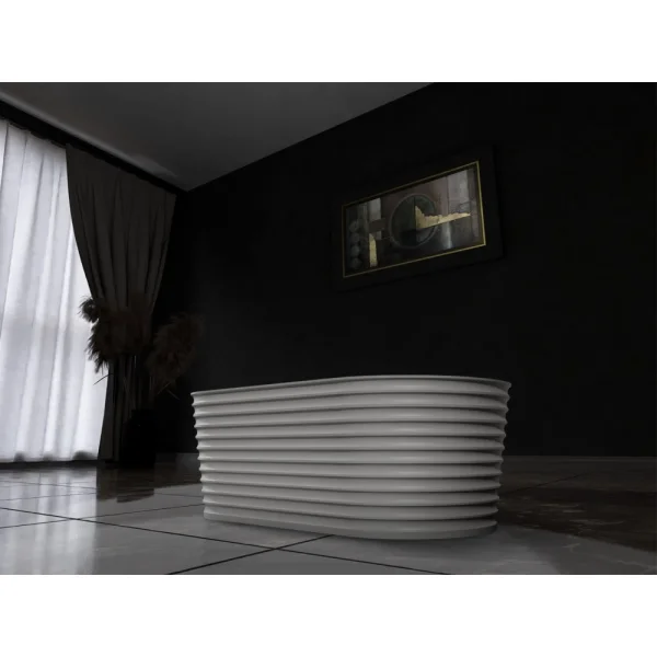 Ванна из литьевого мрамора Abber Stein AS9650 170x80 см, отдельностоящая, белый матовый