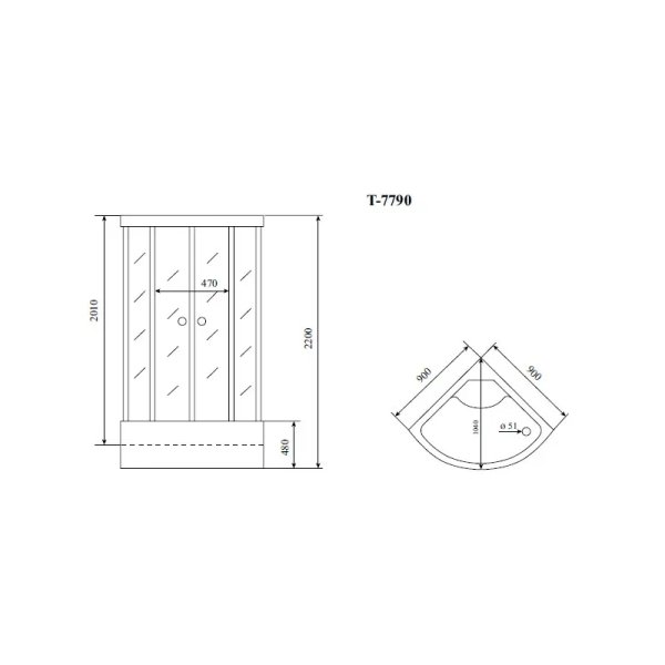 Душевая кабина Timo Lux 90*90*220  (T-7790)