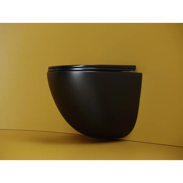 Унитаз подвесной Ceramica Nova Vogue CN4008TMB безободковый, торнадо, с сиденьем микролифт, черный матовый