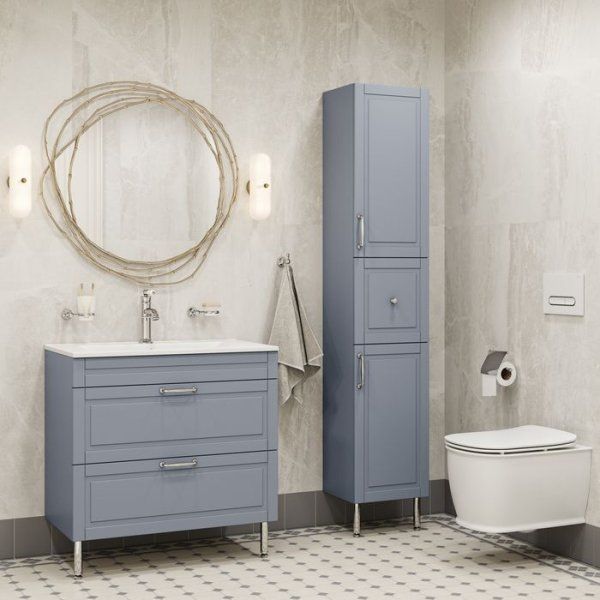 Тумба IDDIS с умывальником, напольная, 80 см, светло-серый, Oxford (OXF80L0i95K)