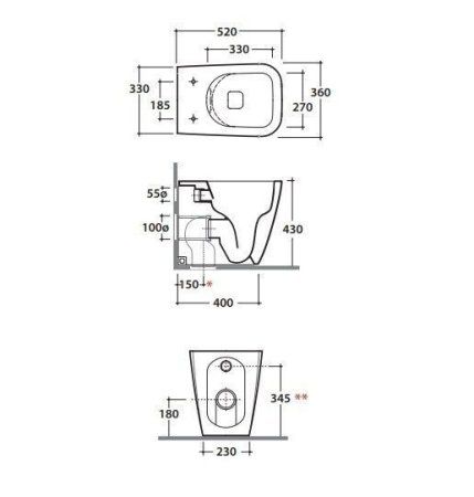 Чаша для приставного унитаза Globo Stone ST004.BI белый