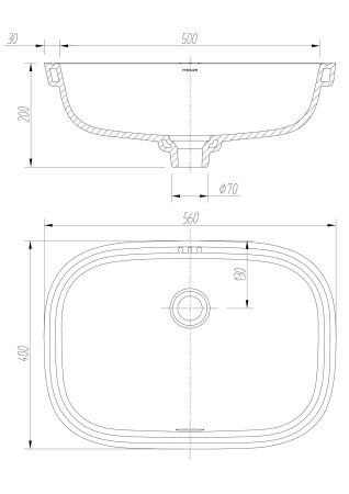 Встраиваемая прямоугольная раковина ARROW AP41008C белый