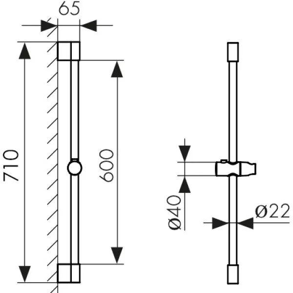 Душевая штанга Kaiser R-1145 71  см, белый матовый