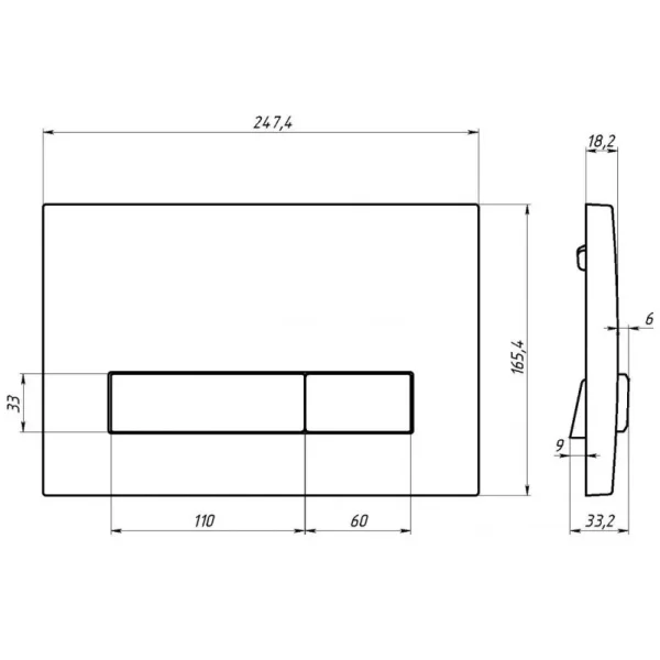 Кнопка смыва Berges Atom Line 049231 для инсталляции, черный матовый/хром