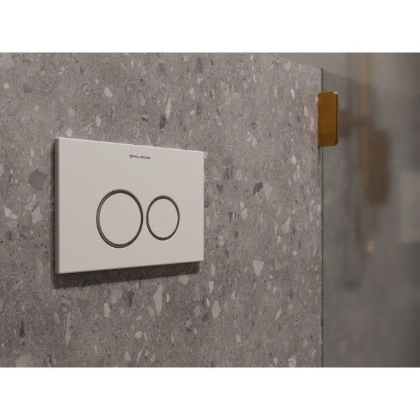 Клавиша смыва для инсталляции Milacio Standart MCU.201 (два режима слива, механическое, белый/кольца хром)R-style