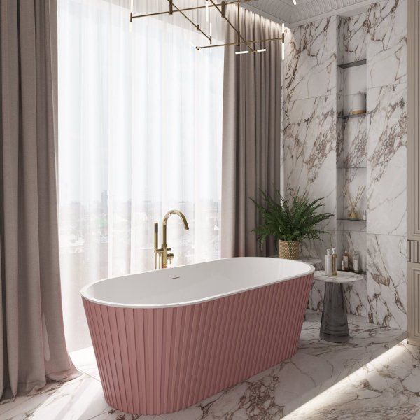 Ванна акриловая отдельностоящая Teymi Kati 170x80x58, розовая матовая T130112
