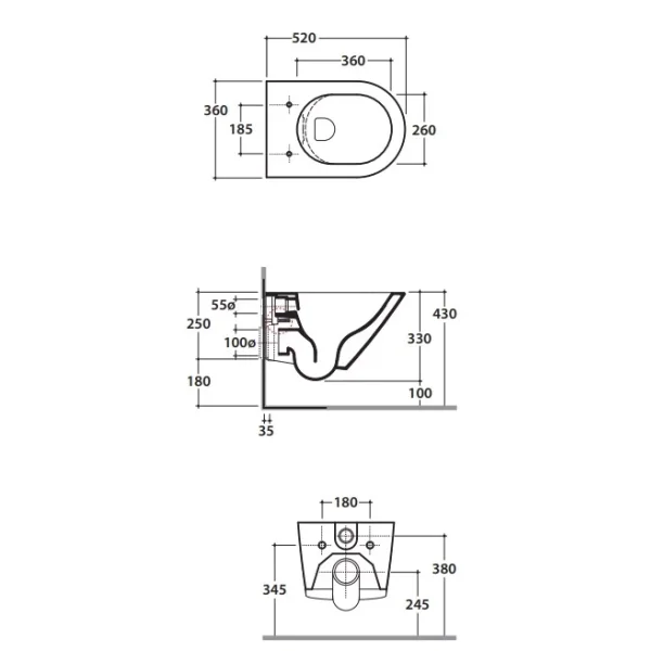 Унитаз подвесной Globo Forty3 FOS07.BI безободковый, белый