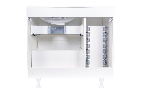 Тумба напольная "Барселона 90" правая (2 ящ.) с выкатной корзиной, Люкс белая, Plus Style Line СС-00002280