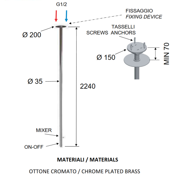 Смеситель Remer Minimal N17LXL потолочный для раковины, хром