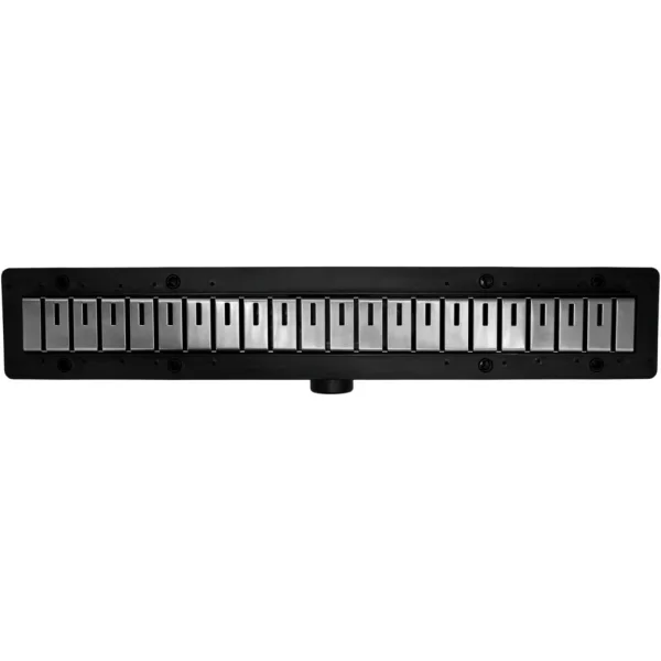 Душевой трап (лоток) PlastBrno Design 2 SZA865M 64,4 см, с решеткой, перфорированный, оружейная сталь матовый