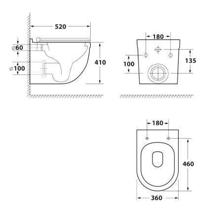 Унитаз подвесной Teymi Iva безободковый, сиденье микролифт T40601