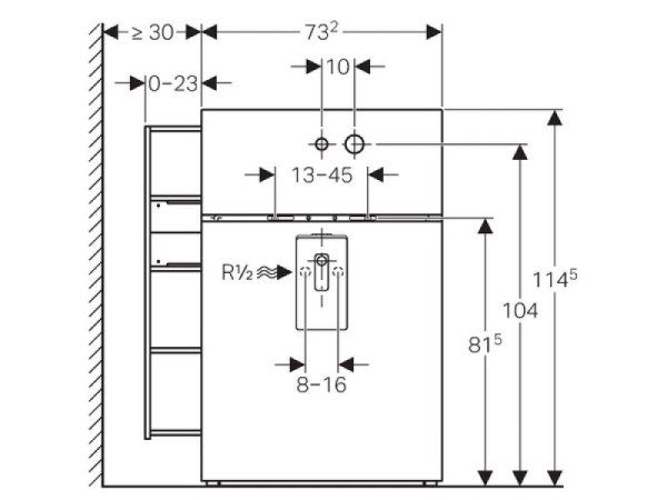 Сантехнический модуль Geberit Monolith Premium 131.043.SJ.1 для раковины