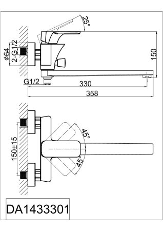 Смеситель для ванны DK Berlin Kunste (DA1433313)