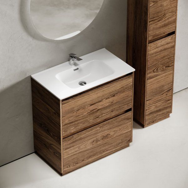 Тумба под раковину SANCOS Libra Floor напольная, 790х450х840, c двумя ящиками оснащенными доводчиками, дуб чарльстон,  LB80FECH