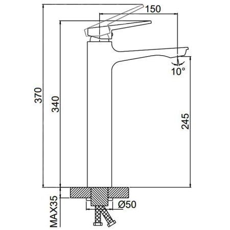 Смеситель для раковины Frap H52-60 F1052-60 высокий, хром