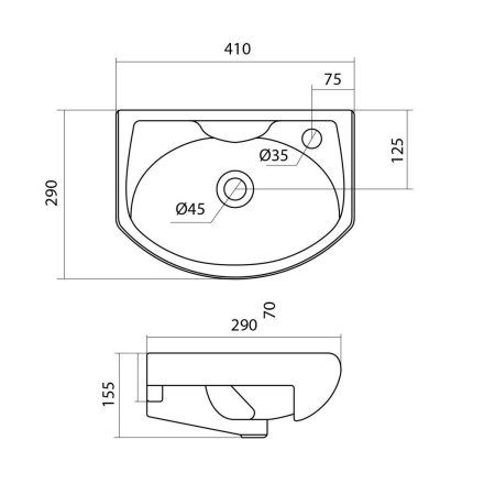 Раковина VIANT Santek Азов 40 отверстие под смеситель справа (1WH110254)