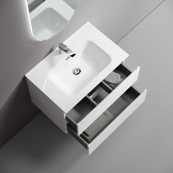 Тумба подвесная SANCOS Folk 690х445х500, c двумя ящиками оснащенными доводчиками, Bianco, FL70W