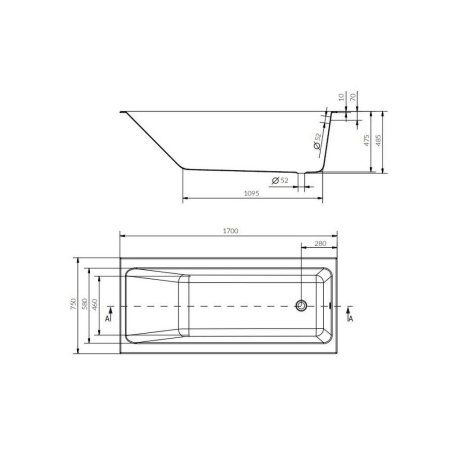 Акриловая ванна Cersanit Crea P-WP-CREA*170NL 170х75