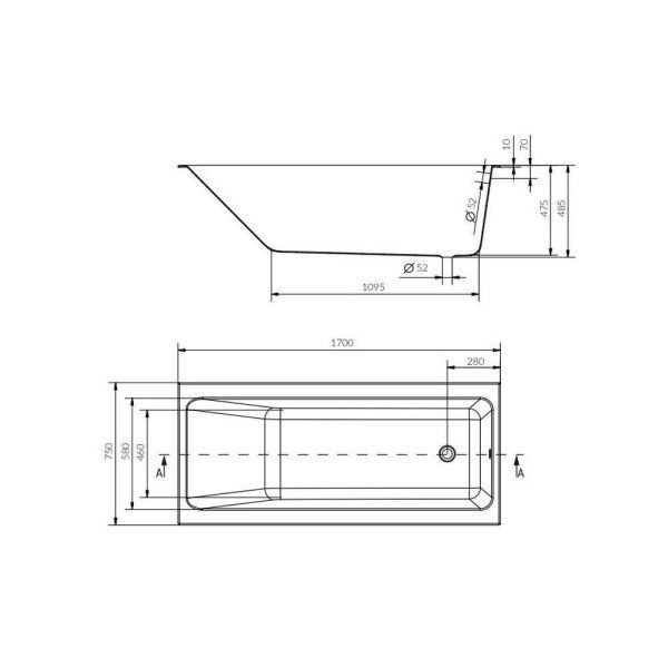 Акриловая ванна Cersanit Crea P-WP-CREA*170NL 170х75
