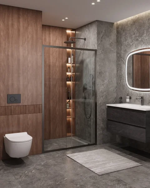 Душевая дверь Cezares Molveno MOLVENO-BF-1-120-C-GM-IV 120 см, профиль оружейная сталь матовый, стекло прозрачное