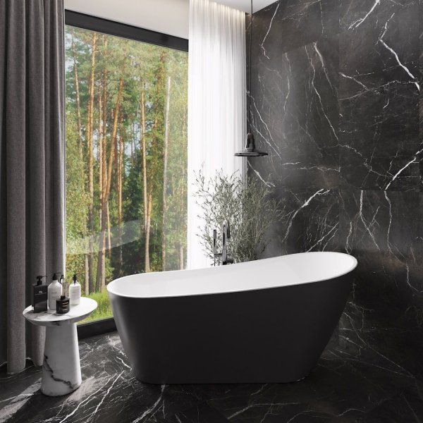 Ванна акриловая отдельностоящая Teymi Solli 170x74x75, черная матовая T130110