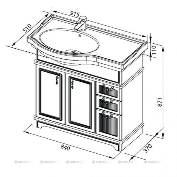 Тумба под раковину Aquanet Луис 00176986 90 бежевая L