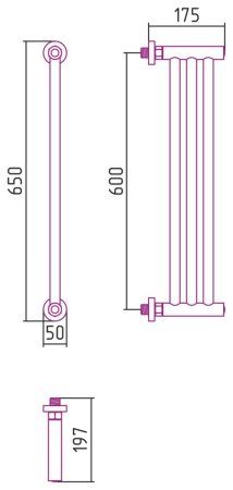 Полотенцесушитель водяной Сунержа Хорда 12-0124-0600 600x195 белый