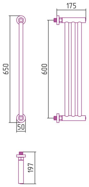 Полотенцесушитель водяной Сунержа Хорда 12-0124-0600 600x195 белый