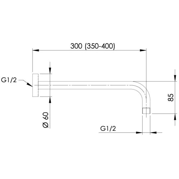 Кронштейн для верхнего душа 400 мм Remer 343L40NO