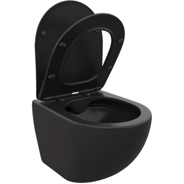 Унитаз подвесной Ceruttispa Sella Aria CT9160 безободковый, с сиденьем микролифт, черный матовый