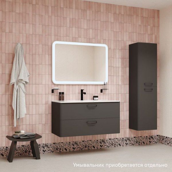 Тумба подвесная, 100 см, серый, Brick, IDDIS, BRI10G0i95. Подходит умывальник: 0101000i28