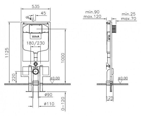 Система инсталляции для унитазов VitrA 740-5800 2.5/4 л
