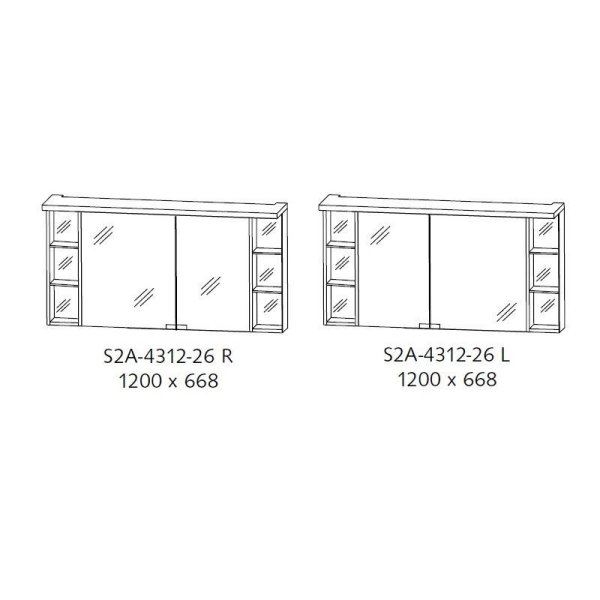 Шкаф-зеркало Puris Crescendo S2A431226L(169) 120 L серый структурный