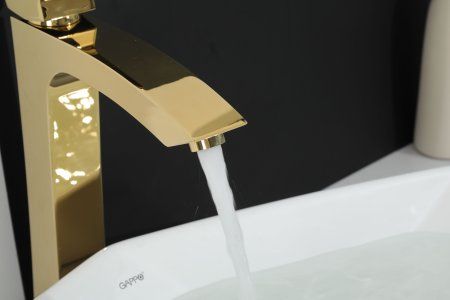 Смеситель для раковины высокий Gappo G1007-32, золото