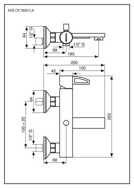 Смеситель Emmevi Ade 78001LACR для ванны, хром
