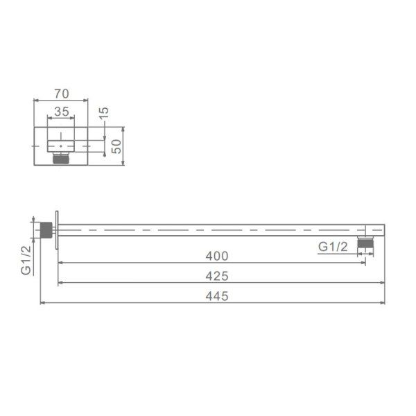 Держатель для лейки  Raglo верхнего душа настенный нержавеющая сталь, хром (R470.30)