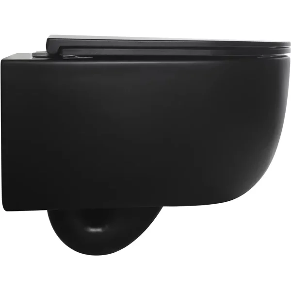 Унитаз подвесной Veconi Rino VRI-49TB безободковый, торнадо, с сиденьем микролифт, черный матовый