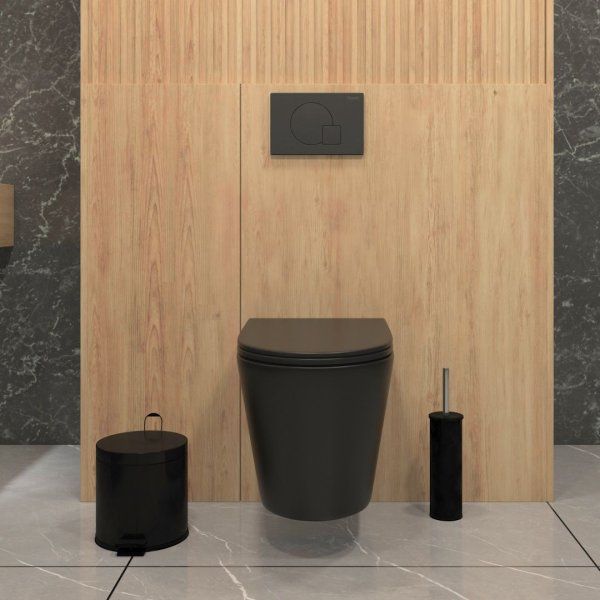 Унитаз подвесной Teymi Solli безободковый, сиденье микролифт, черный матовый T40201MB