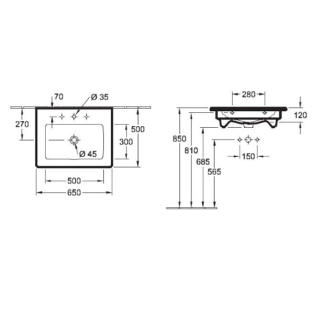 Раковина Villeroy & Boch Verity Line 4A166501 65х50 альпийский белый