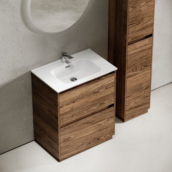 Тумба под раковину SANCOS Libra Floor напольная, 690х450х840, c двумя ящиками оснащенными доводчиками, дуб чарльстон,  LB70FECH