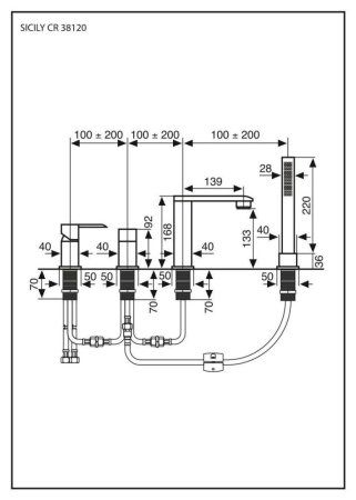 Смеситель Emmevi Sicily 38120/OR для ванны, золото