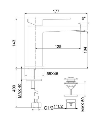 Смеситель для раковины Webert Pegaso PE830102560, черный