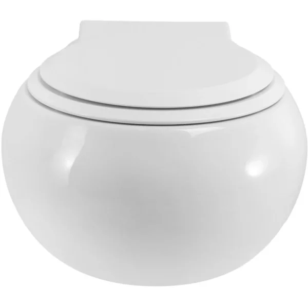 Унитаз подвесной Cezares Grande CZR-308-TH-TOR/SC безободковый, торнадо, с сиденьем микролифт, белый