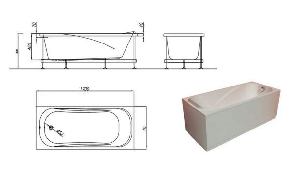 Акриловая ванна Kolpa San String 170х70см. Basis